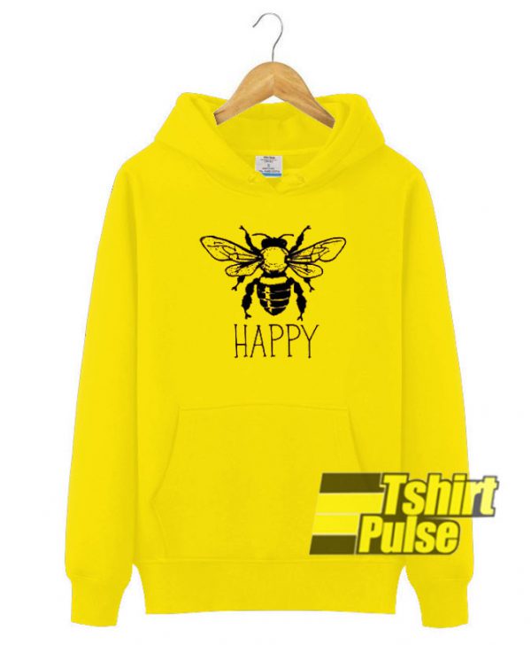 Bee Happy hooded sweatshirt clothing unisex hoodie