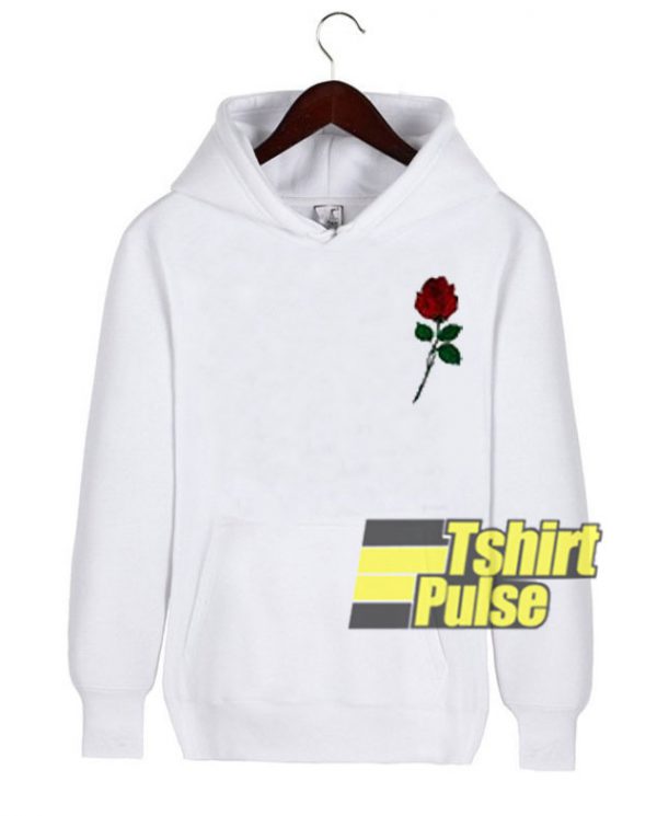 Rose Pocket Print hooded sweatshirt clothing unisex hoodie