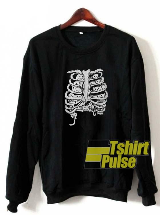 Skeleton chest cat sweatshirt