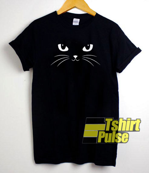 Cute Black Cat Face t-shirt for men and women tshirt