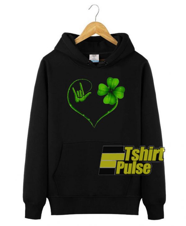 Deaf Pride Heart Irish hooded sweatshirt clothing unisex hoodie