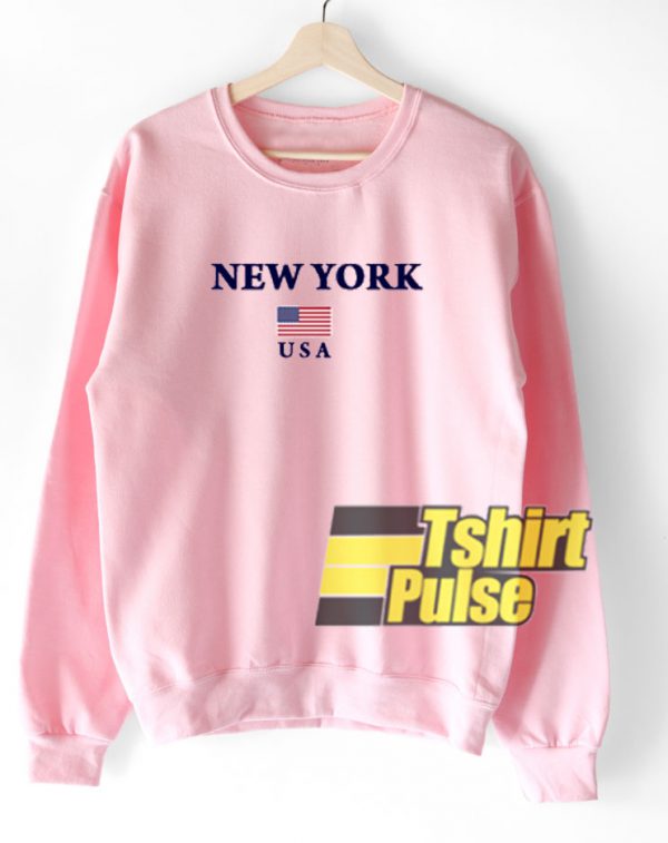 New York Usa Flag Light Pink sweatshirt