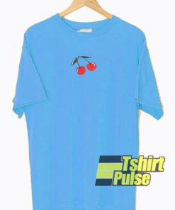 Cherry Rib Print Blue t-shirt for men and women tshirt