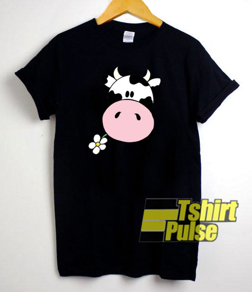 Cow Munching Flower t-shirt for men and women tshirt