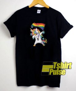 Dabbing Unicorn Rainbow Flag t-shirt for men and women tshirt