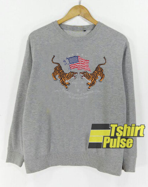 Tigers And American Flag Printed sweatshirt