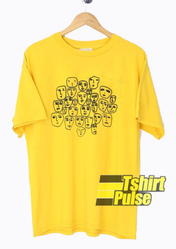 Faces Sketch Yellow t-shirt for men and women tshirt