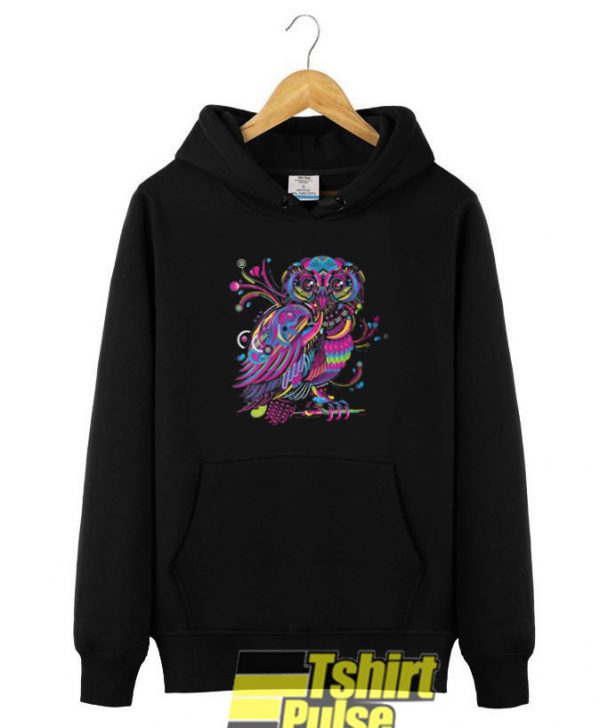 Owl With Colorfull hooded sweatshirt clothing unisex hoodie
