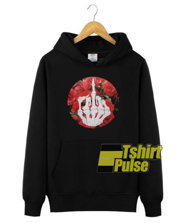Skeleton Middle Finger Retro Roses hooded sweatshirt clothing unisex hoodie