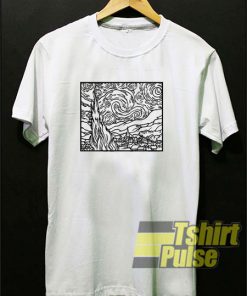 Van Gogh Starry Night Outline t-shirt for men and women tshirt