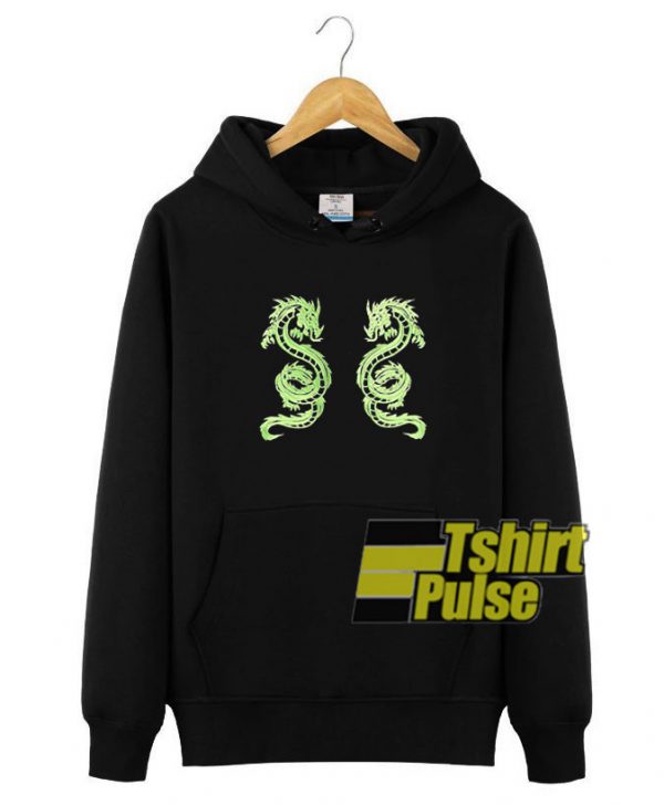 Twin Green Dragon hooded sweatshirt clothing unisex hoodie