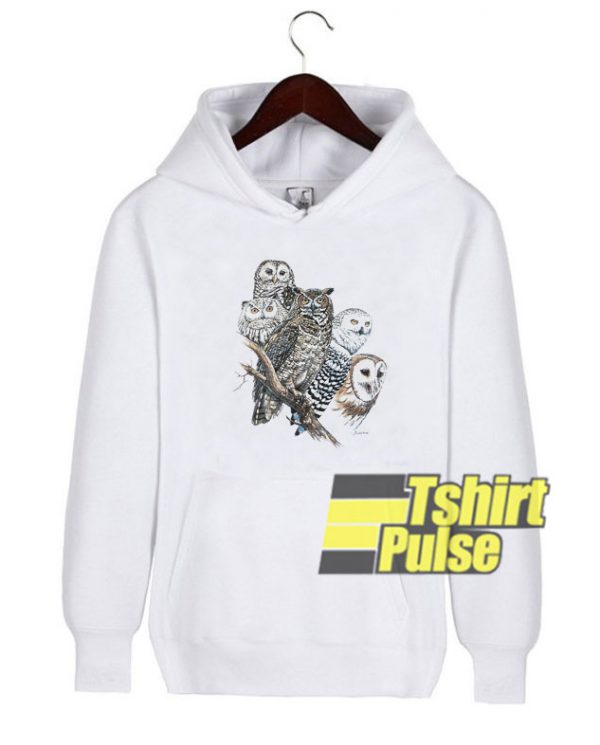 Vintage 1992 Owl Art hooded sweatshirt clothing unisex hoodie