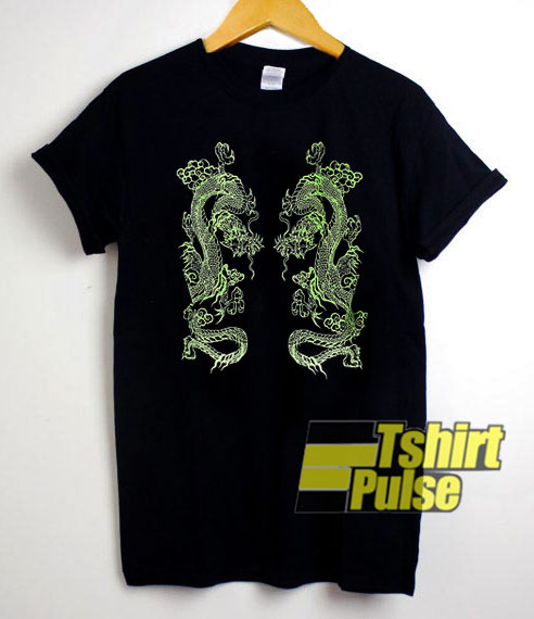 Green Double Dragon t-shirt for men and women tshirt