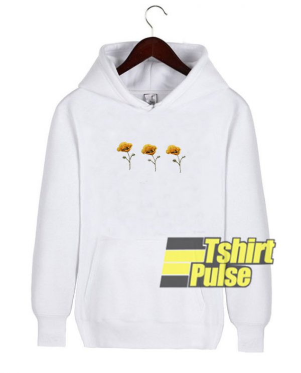 Three Flowers Printed hooded sweatshirt clothing unisex hoodie