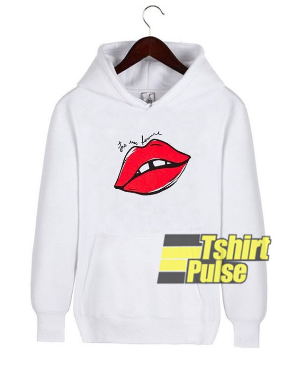 Red Lip Letters Print hooded sweatshirt clothing unisex hoodie