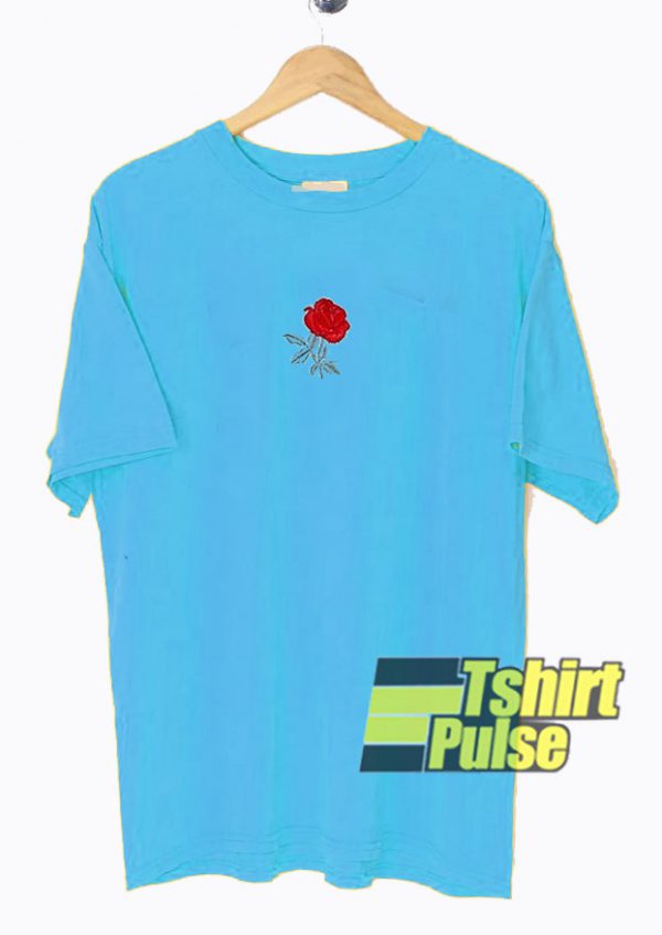 Rose Printed Blue t-shirt for men and women tshirt