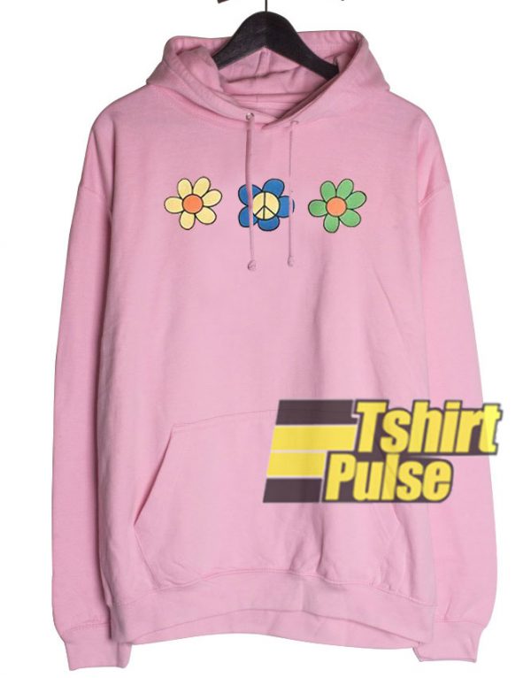 Vintage Flower Print hooded sweatshirt clothing unisex hoodie