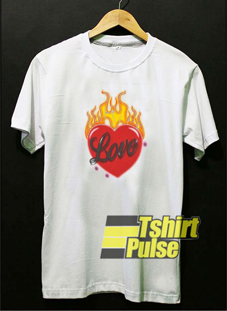 Flame Red Heart Love t-shirt for men and women tshirt