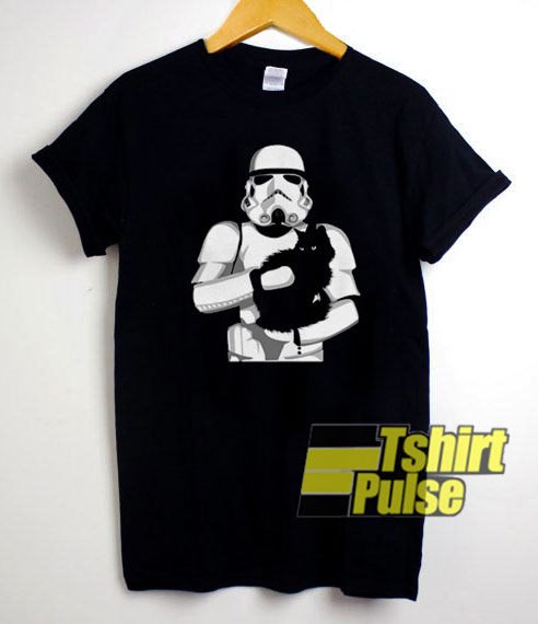 Stormtrooper Hug Black Cat t-shirt for men and women tshirt
