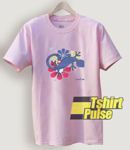 Retro Gecko Hippie Flowers t-shirt for men and women tshirt