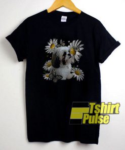 Shih Tzu Daisy Flower Butterfly t-shirt for men and women tshirt