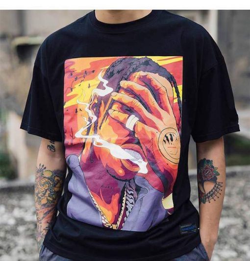 Travis Scott Smoking t-shirt for men and women tshirt