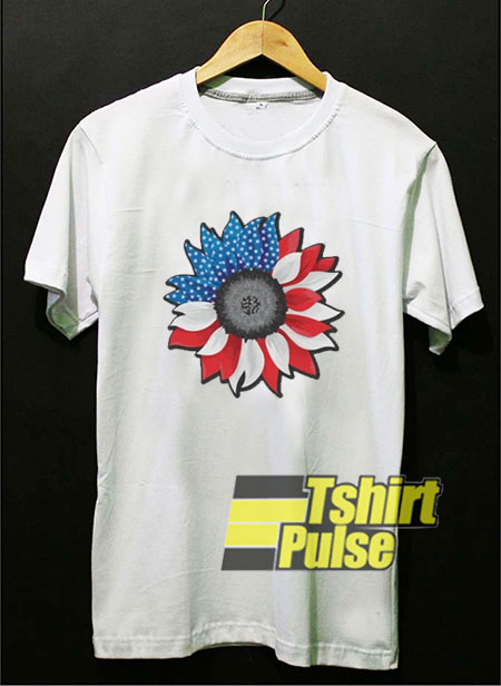 red white and blue sunflower shirt