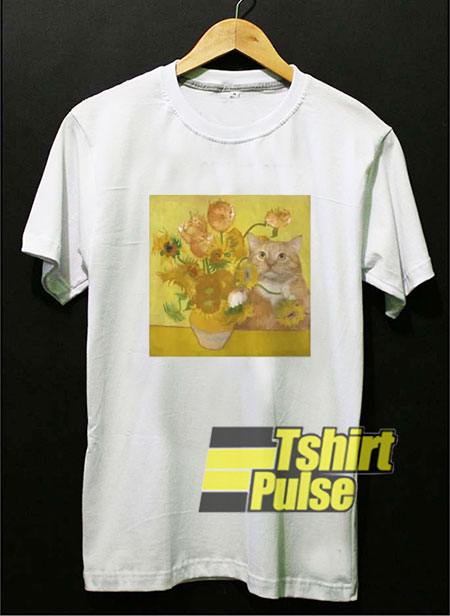 Van Gogh Sunflowers Ginger Cat t-shirt for men and women tshirt