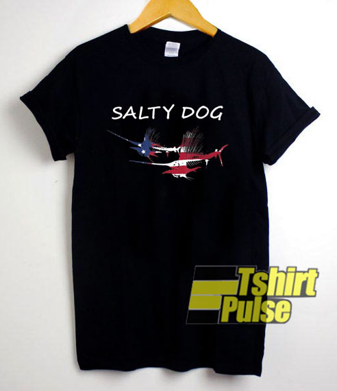 Salty Dog American Flag Marlin t-shirt for men and women tshirt