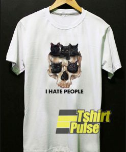 Black Cats Skull I Hate People t-shirt for men and women tshirt