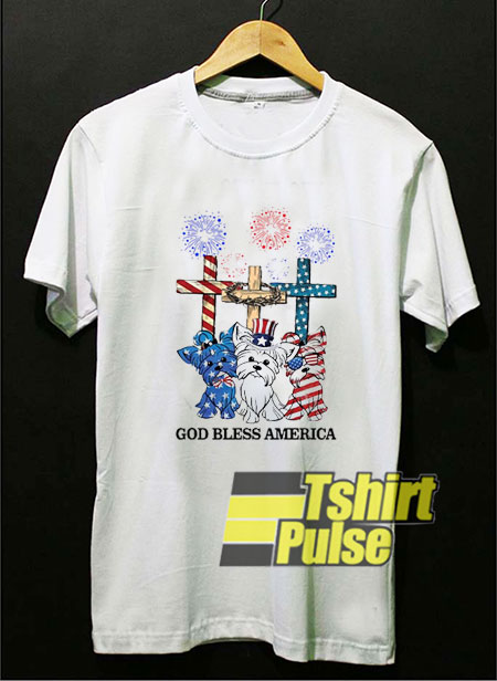 Yorkshire Terrier God Bless America t-shirt for men and women tshirt