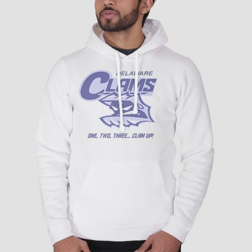 Hoodie White Clam up Delaware Clams