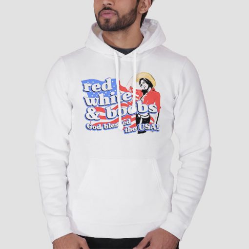 Patriotism Military Red White and Boobs White Hoodie