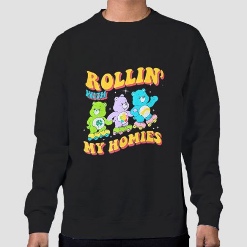 Sweatshirt Black Rollin with My Homies Care Bears Graphic