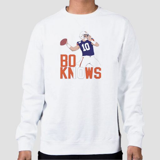 Sweatshirt White Bo Nix Inspired Fan Bo Knows