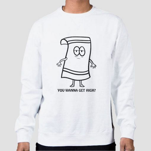 Sweatshirt White South Park 2015 Towelie Wanna Get High
