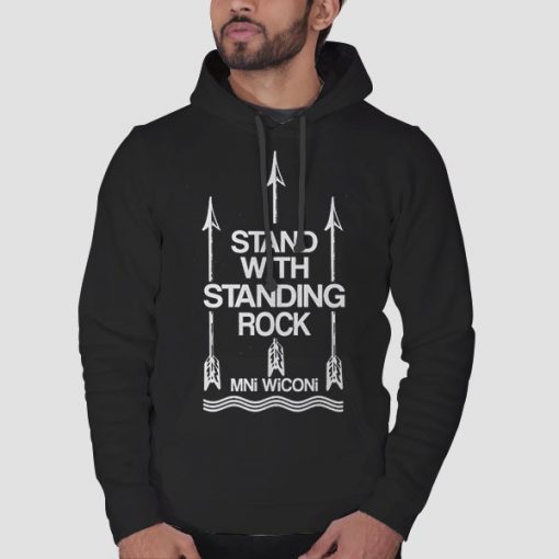 Hoodie Black Mni Wiconi I Stand with Standing Rock
