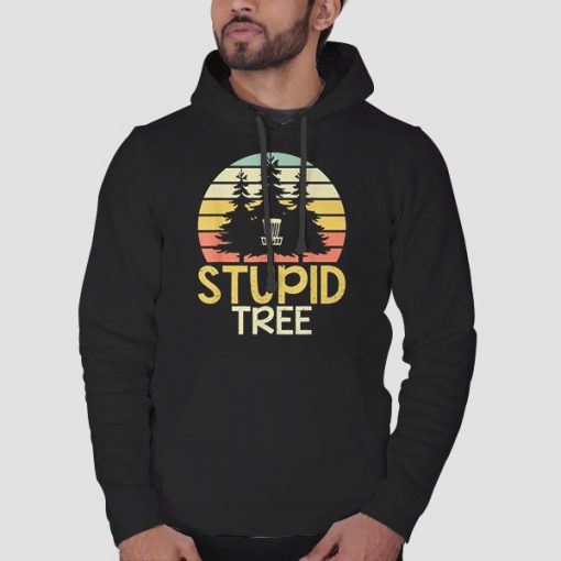 Hoodie Black Vintage Frisbee Golf Stupid Tree