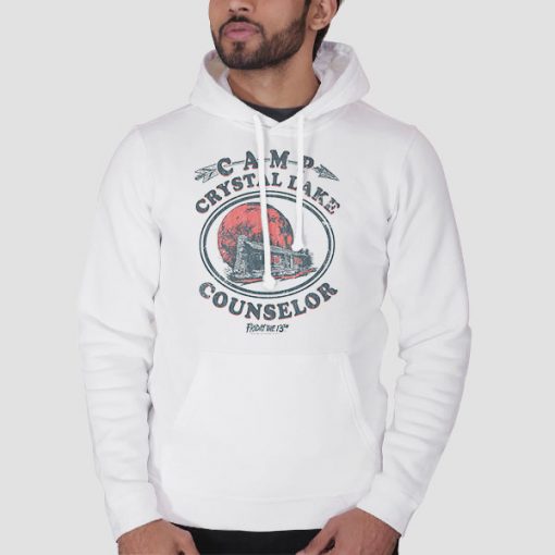 Hoodie White Funny 80s Camp Crystal Lake Counselor