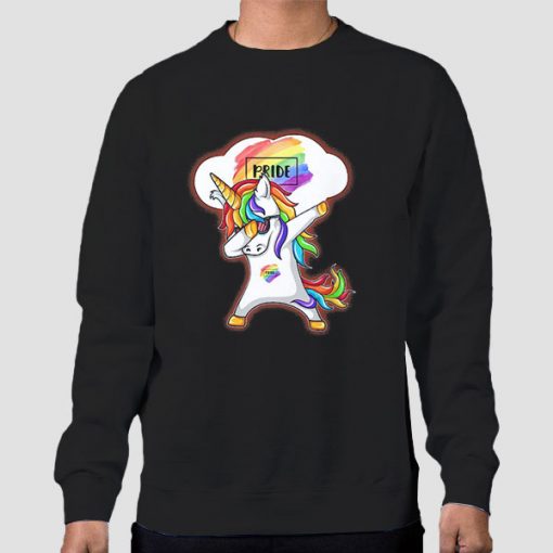 Sweatshirt Black Dabbing Unicorn Gay Pride