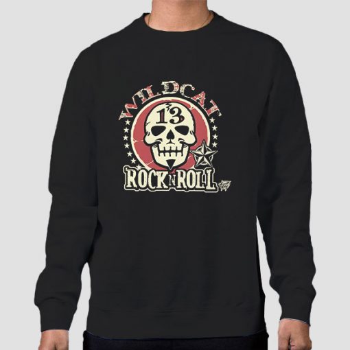 Sweatshirt Black Skull Wildcat Rock N Roll