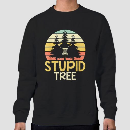 Sweatshirt Black Vintage Frisbee Golf Stupid Tree