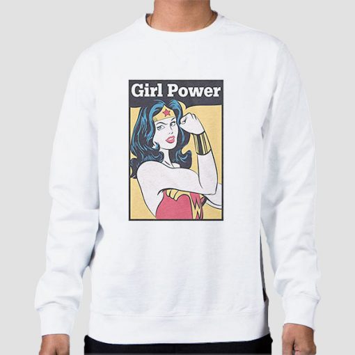 Sweatshirt White Girl Power Wonderwoman