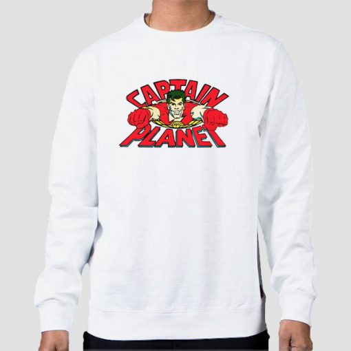 Sweatshirt White I Want You to Save Our Planet Captain Planet