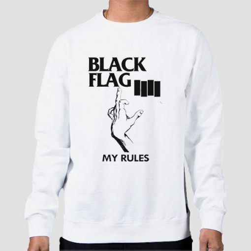 Sweatshirt White My Rules Black Flag