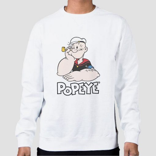 Sweatshirt White Vintage Popeye the Sailor Man Olive Oil