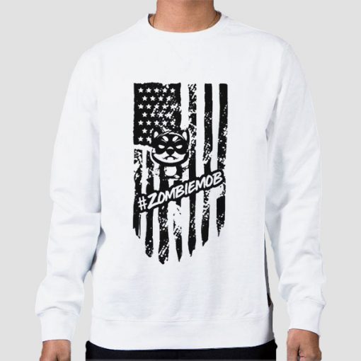 Sweatshirt White Zombiemob American Flag