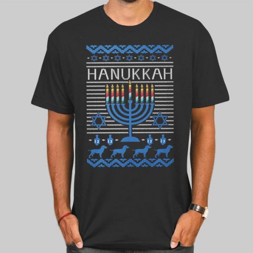 T Shirt Black Funny Ugly Happy Hanukkah