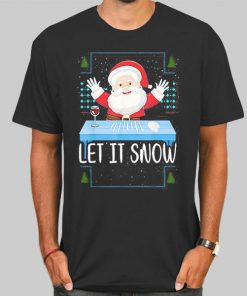 T Shirt Black Let It Snow Santa Cocaine
