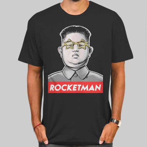 T Shirt Black Rocketman Kim Jong Un